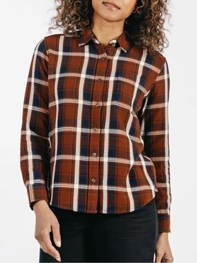 Bridge & Burn Women's Ash Slim Shirt Organic Cotton Echo Ridge Plaid Button Down